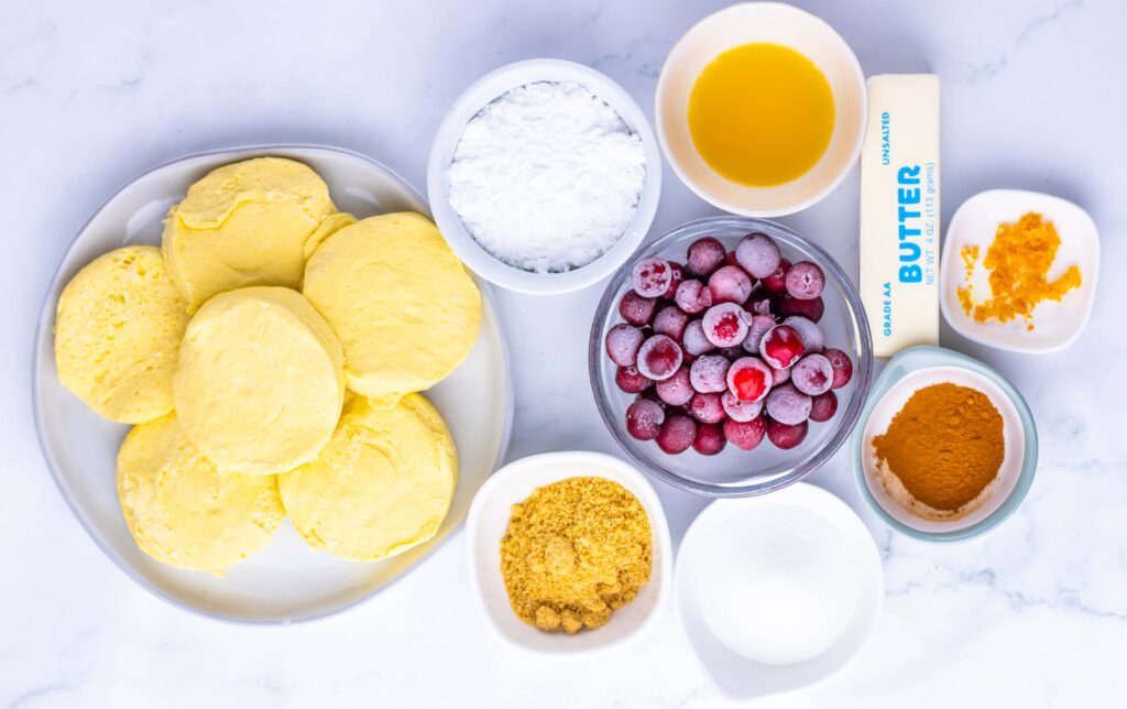 Cranberry Orange Monkey Bread Bites Process ingredients