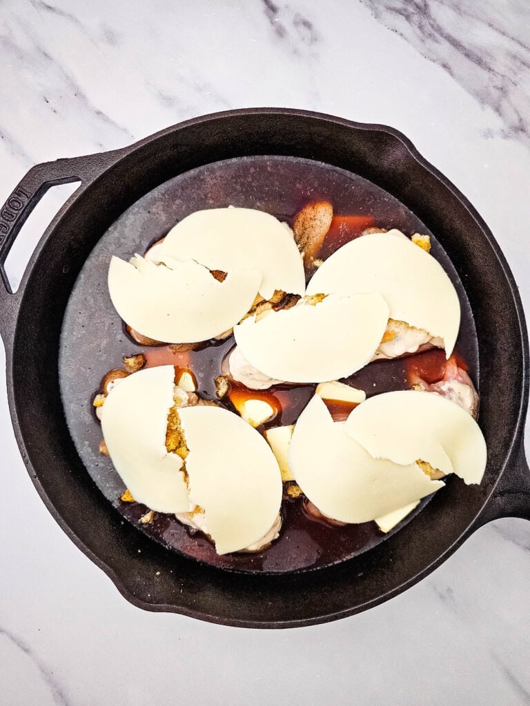 Skillet French Onion Chicken and Rice Process Photo