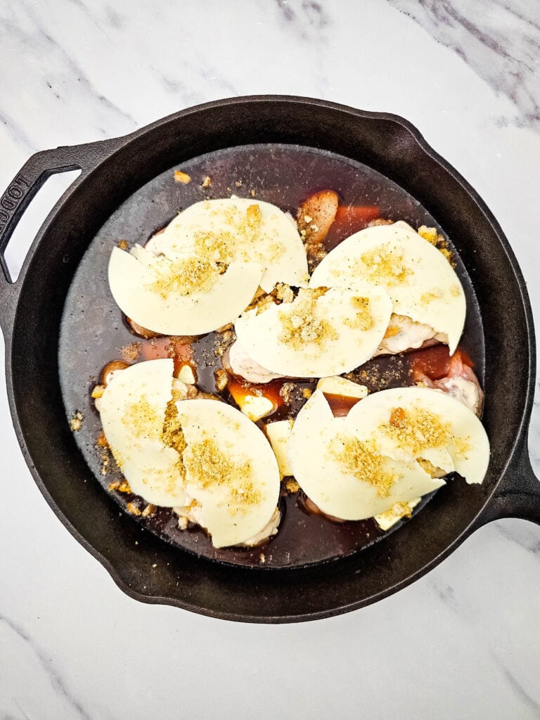 Skillet French Onion Chicken and Rice Process Photo