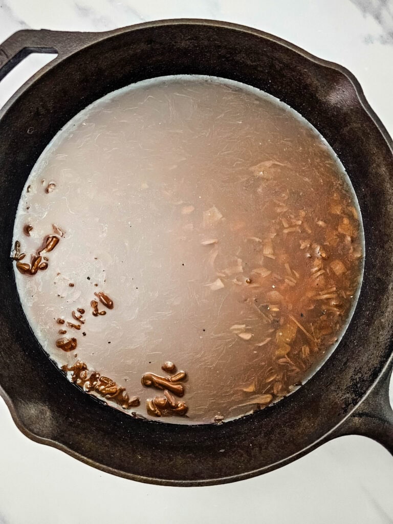 Skillet French Onion Chicken and Rice Process Photo