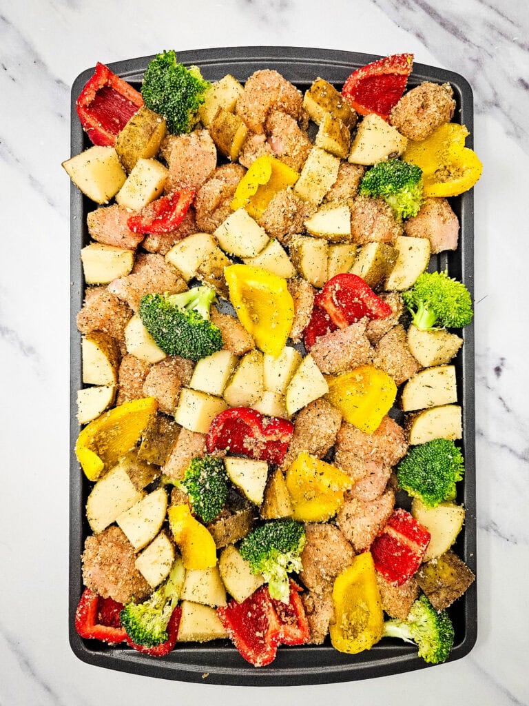 Sheet Pan Mozzarella Chicken Process Photo