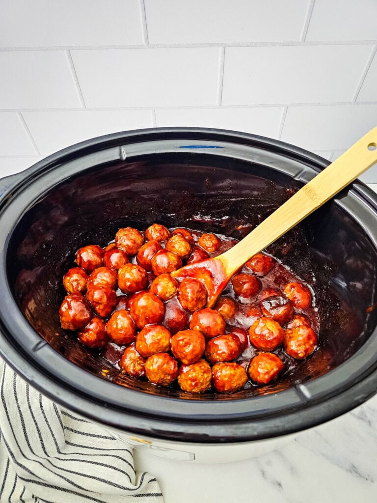Crockpot BBQ Meatballs Process Photo