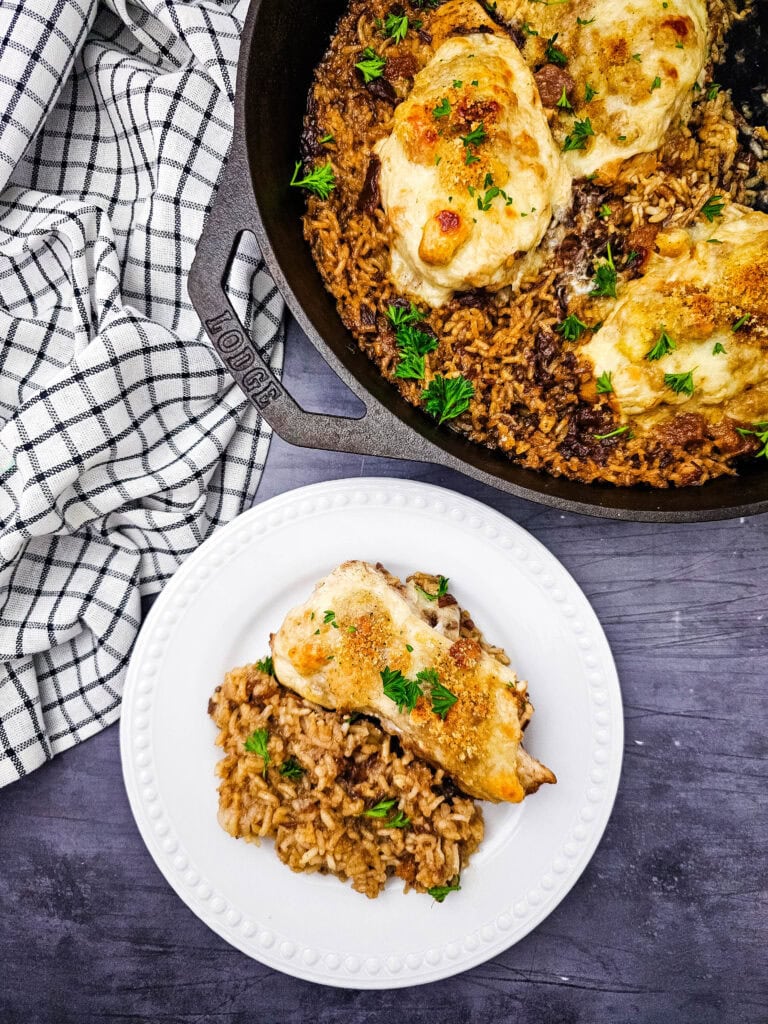 Skillet French Onion Chicken and Rice Process Photo