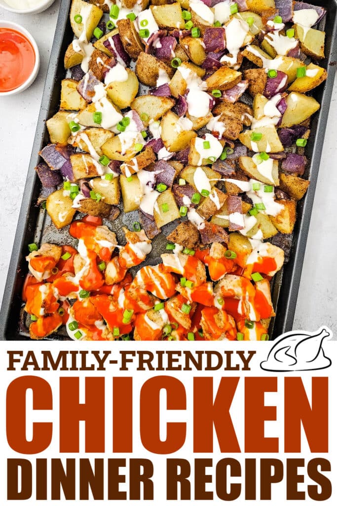 chicken dinner recipes -Sheet Pan Buffalo Chicken with Potatoes