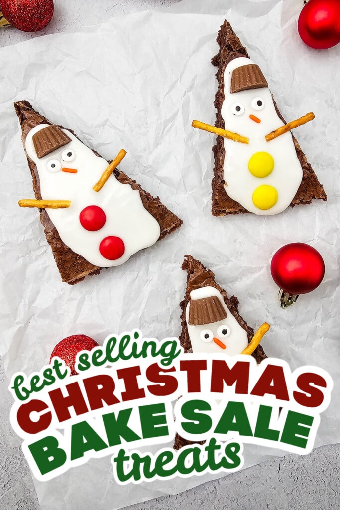 christmas bake sale treats - Christmas Snowman Brownies