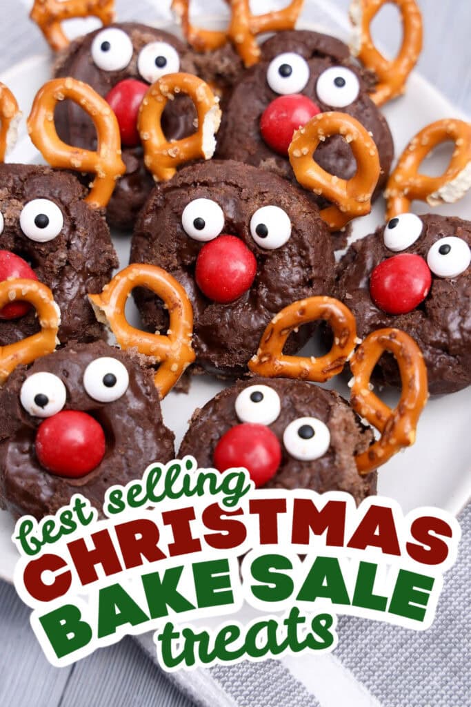 christmas bake sale treats - No-Bake Reindeer Mini Donuts