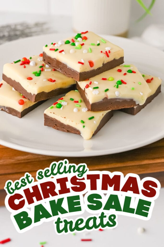 christmas bake sale treats - No-Bake Layered Christmas Chocolate Fudge