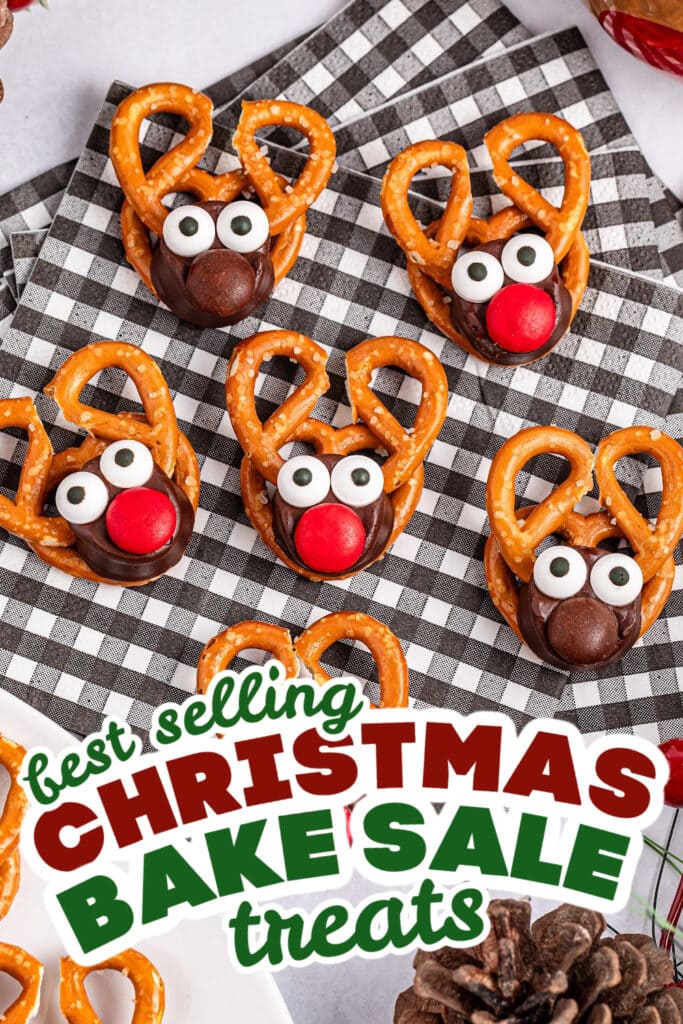 christmas bake sale treats - Reindeer Rolo Pretzels