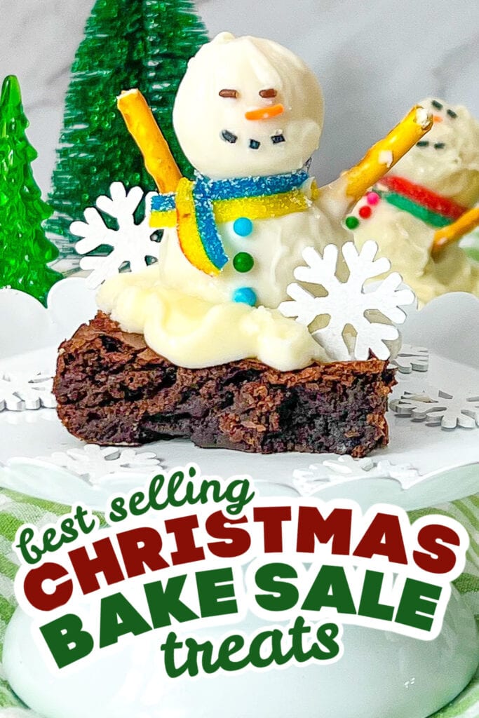 christmas bake sale treats - Snowman Truffle Brownies