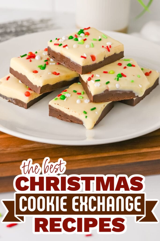 christmas cookie exchange recipes -No-Bake Layered Christmas Fudge