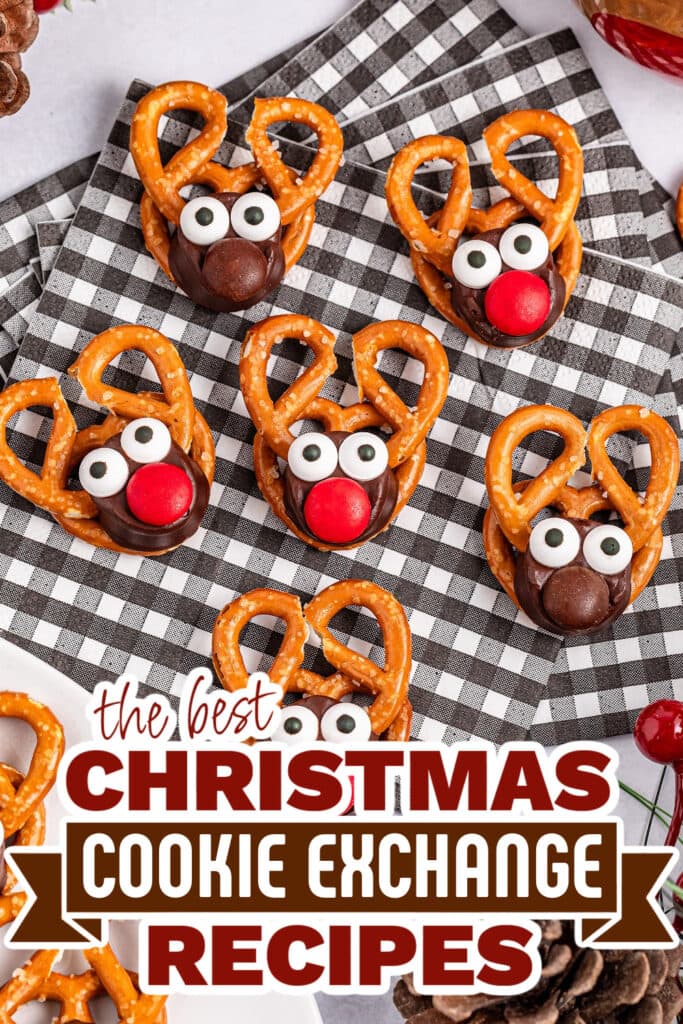 christmas cookie exchange recipes - Reindeer Rolo Pretzel Bites