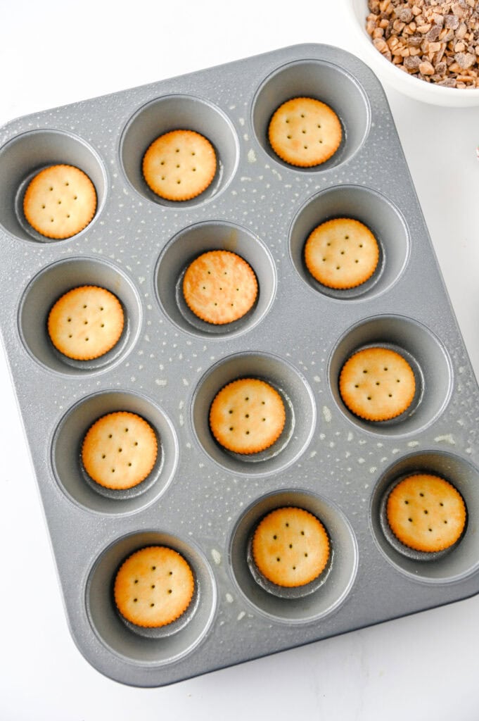 Christmas Ritz Cracker Toffee Bites Process Photo