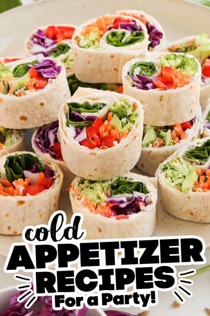 60 Cold Appetizer Ideas for a Party 30 cold appetizer - Rainbow Veggie Pinwheels