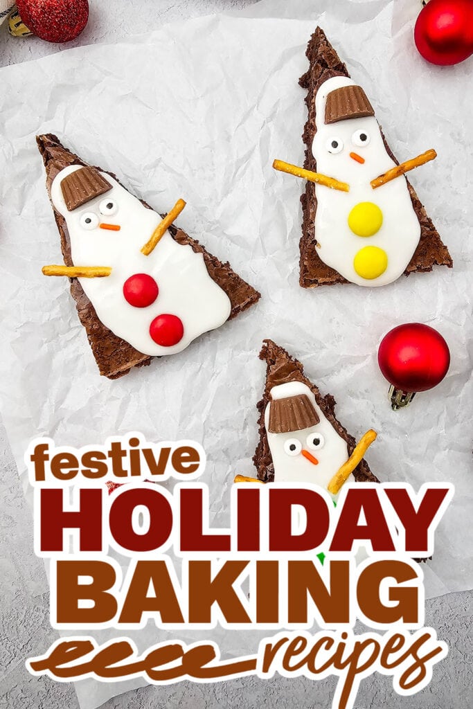 holiday baking recipes - Christmas Snowman Brownies