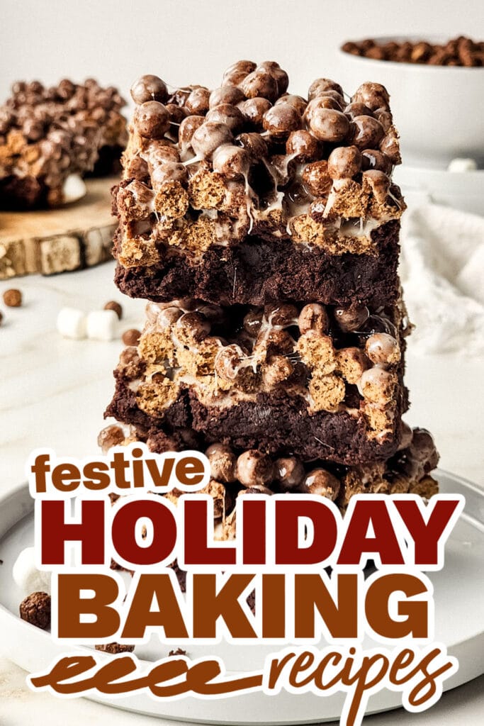 holiday baking recipes - Marshmallow Cocoa Puff Brownies