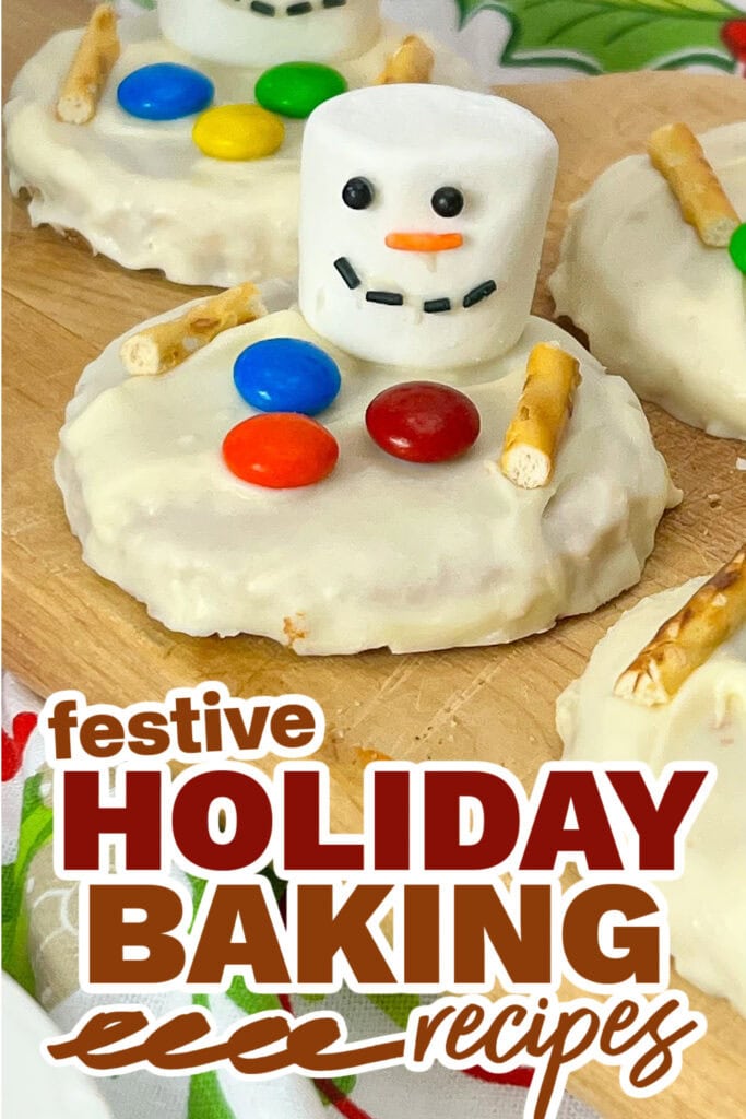 holiday baking recipes - Melted Snowman Peanut Butter Christmas Cookies