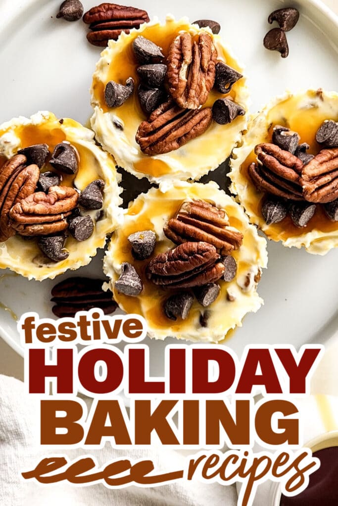 holiday baking recipes - No Bake Mini Turtle Cheesecakes