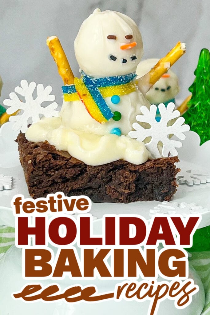 holiday baking recipes - Snowman Truffle Brownies