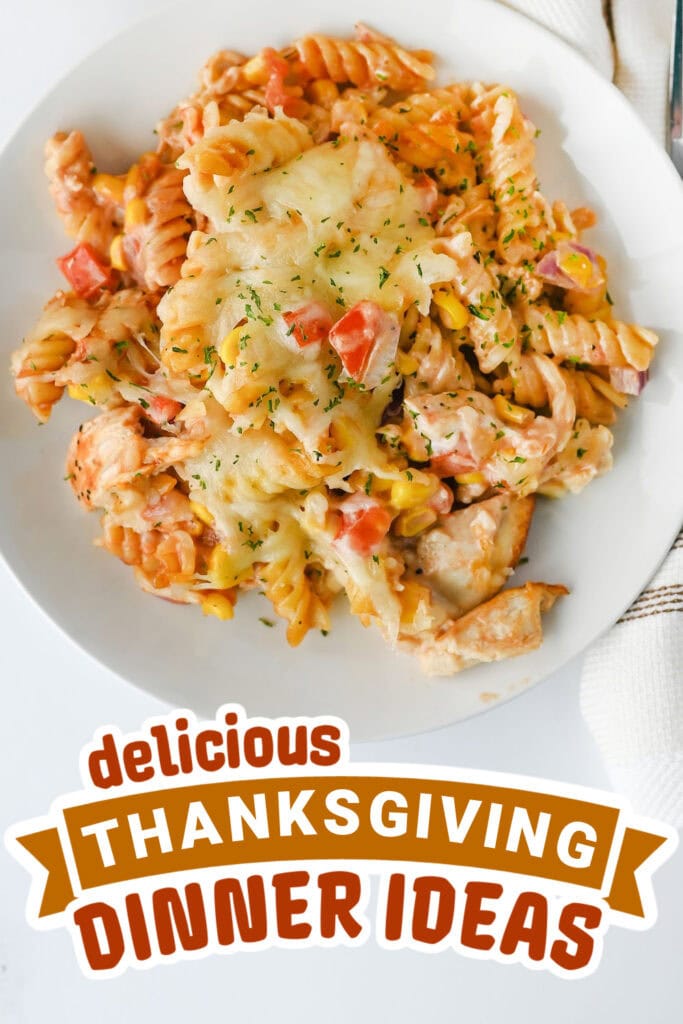 thanksgiving dinner ideas - BBQ Ranch Chicken Pasta Bake Casserole
