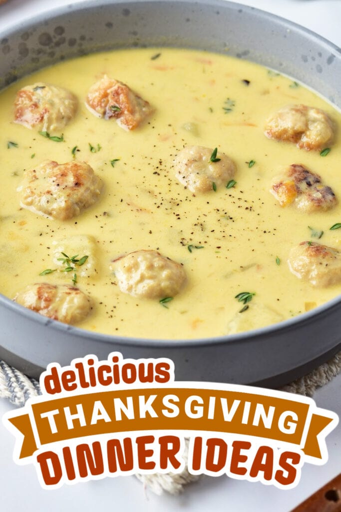 thanksgiving dinner ideas - Cheesy Turkey Meatball Soup
