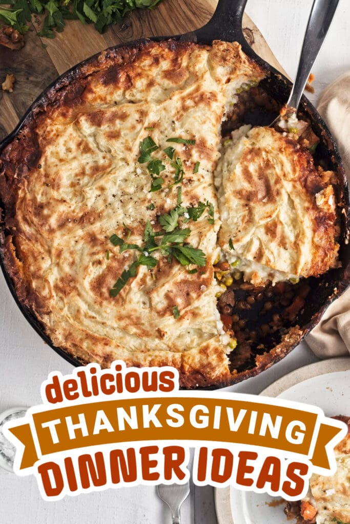thanksgiving dinner ideas - Mushroom Lentil Shepherd's Pie