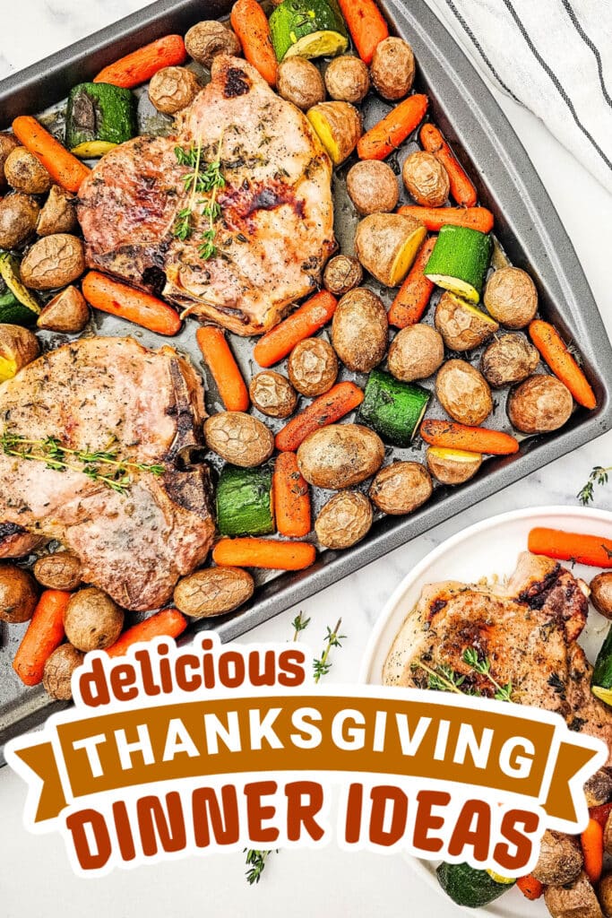 thanksgiving dinner ideas - Sheet Pan Honey Glazed Pork Chops